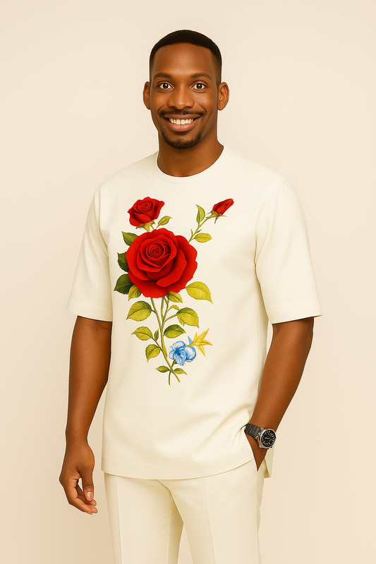 His Ivory Rose 2-Piece Set