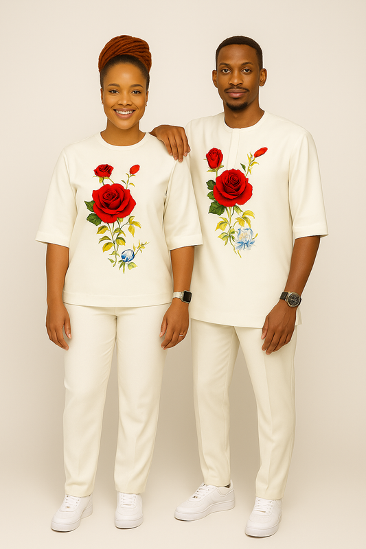 2-Piece Ivory Rose Outfit (Couples Set)