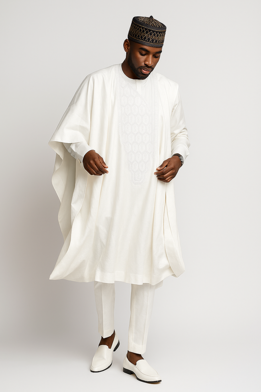Sarkin White – Prestige 3-Piece Agbada Set