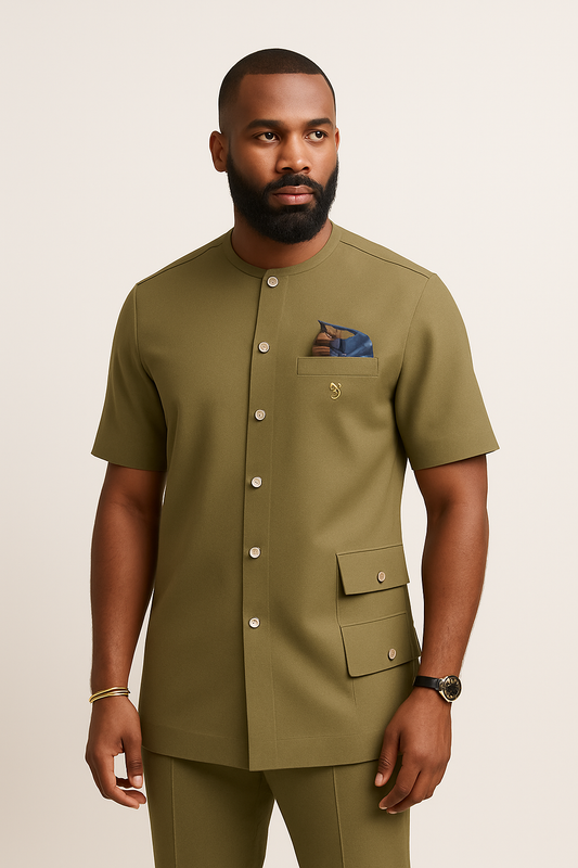 Stylish Olive Green 2-Piece Smart-Casual Outfit